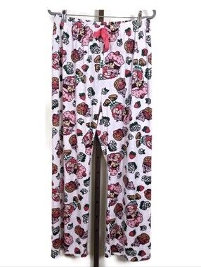 Strawberry Shortcake Women's XL Pink Plush Fleece Sleep Lounge Pajama Pants NWOT
